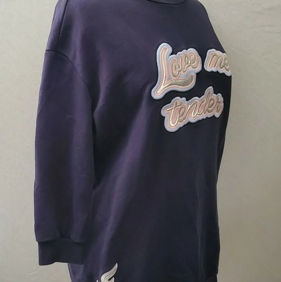 PINKO Designer Navy Blue Love me Tender sweatshirt sweater jumper top Elvis - Picture 6 of 9